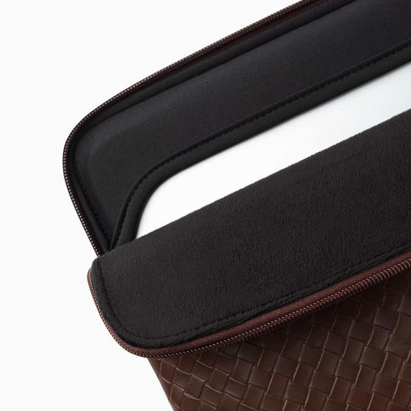 Comfyable Woven Laptop Sleeve 13 Inch 14 Inch Compatible with MacBook Air M5 & MacBook Pro M5 Pro/Max 2026, Faux Leather Mac Travel Case for Men Women, Mocha Brown - Image 4
