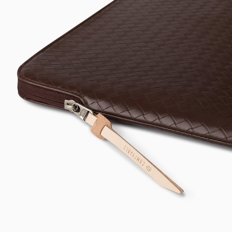 Comfyable Woven Laptop Sleeve 13 Inch 14 Inch Compatible with MacBook Air M5 & MacBook Pro M5 Pro/Max 2026, Faux Leather Mac Travel Case for Men Women, Mocha Brown - Image 2