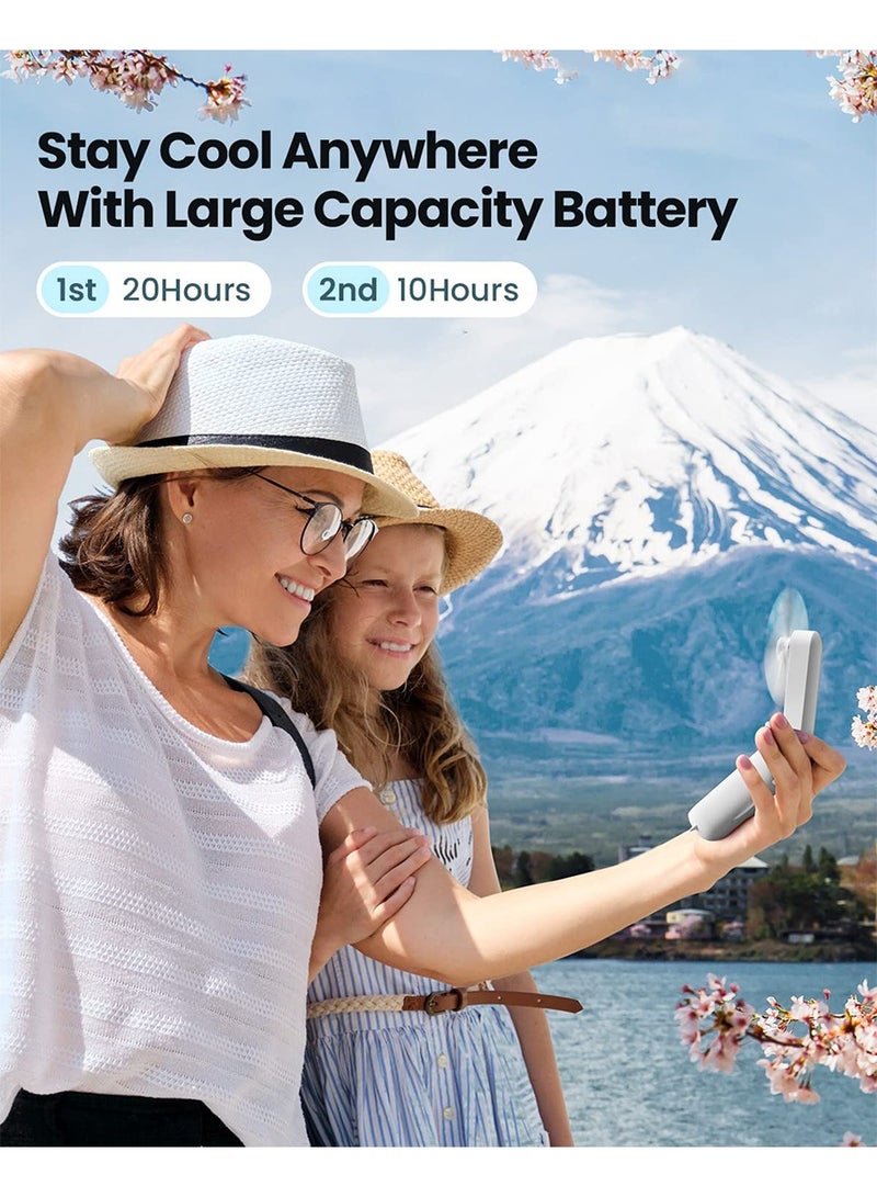 fantasize Handheld Mini Fan, 3 IN 1 Hand Fan, 1500mAh Battery Operated 14-21 hours, USB Rechargeable Foldable Fan, Quiet Personal Fan with Power Bank, Travel For Women, Outdoor - Image 3