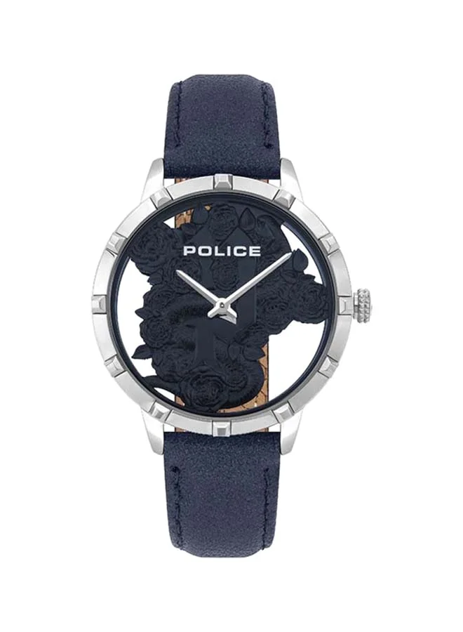 POLICE Marietas Blue Dial Blue Leather Strap Analog Watch for Women