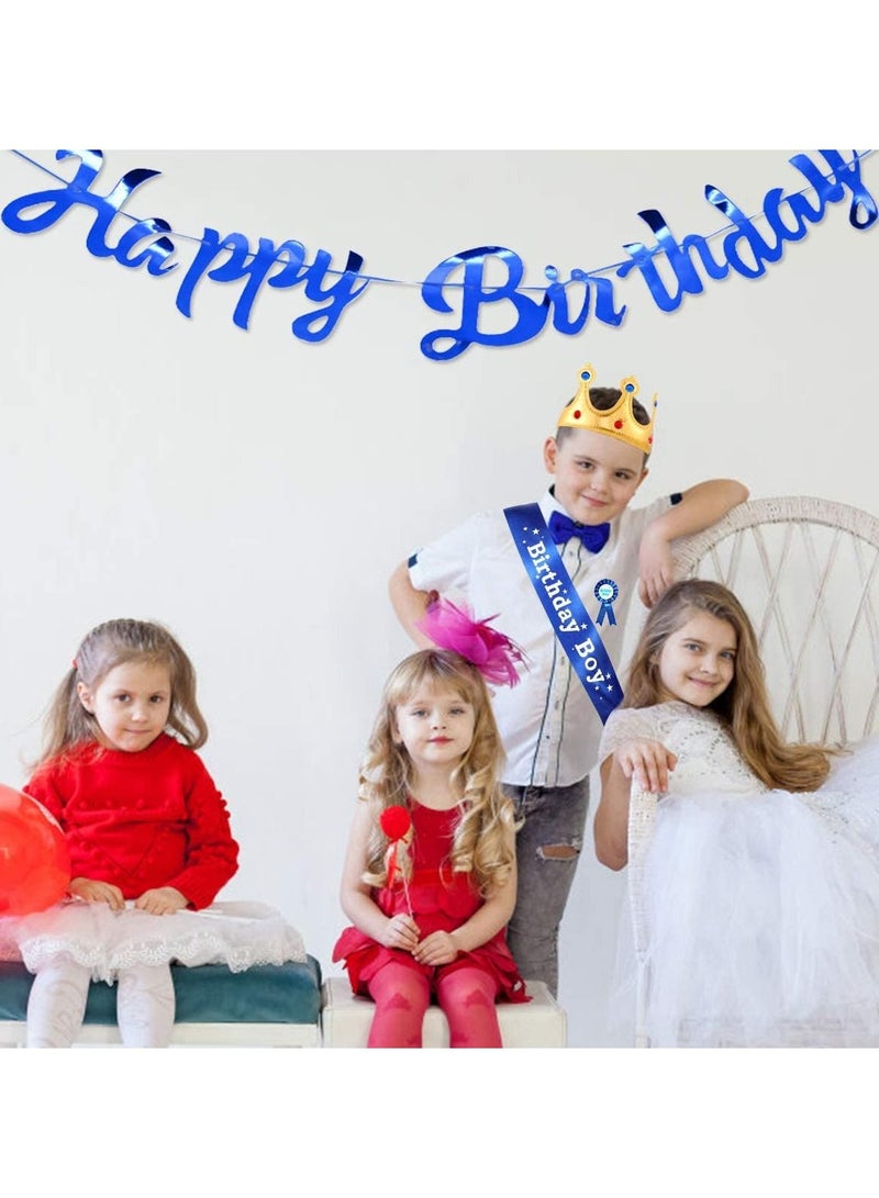 SYOSI Birthday King Crown Boy Sash and Button Pins Happy Banner Party Accessory Set for Boys Dress-Up Decoration 4Pcs - Image 5