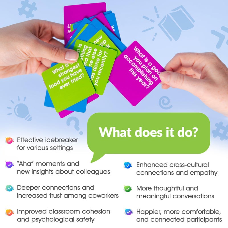 We! Connect Cards - Icebreaker Conversation Card Games | Conversation Starter Cards | Team Building Games for Work | Connections Game & Group Games for Adults | Featured by TEDx (60 Cards) - Image 2