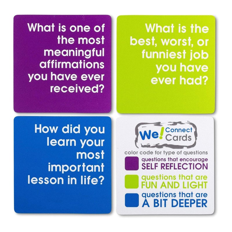We! Connect Cards - Icebreaker Conversation Card Games | Conversation Starter Cards | Team Building Games for Work | Connections Game & Group Games for Adults | Featured by TEDx (60 Cards) - Image 4
