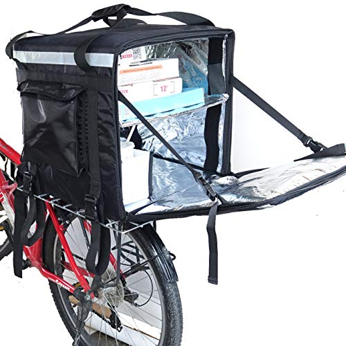 Packir PK-92Z: Big Insulated Pizza Delivery Bag with Cup Holder, 16" L x 16" W x 16" H, Thermal Food Delivery Box For Scooter, Heat Insulated Food Delivery Bag For Bike, Side Loading, 2-Way Zipper Closure - Image 1