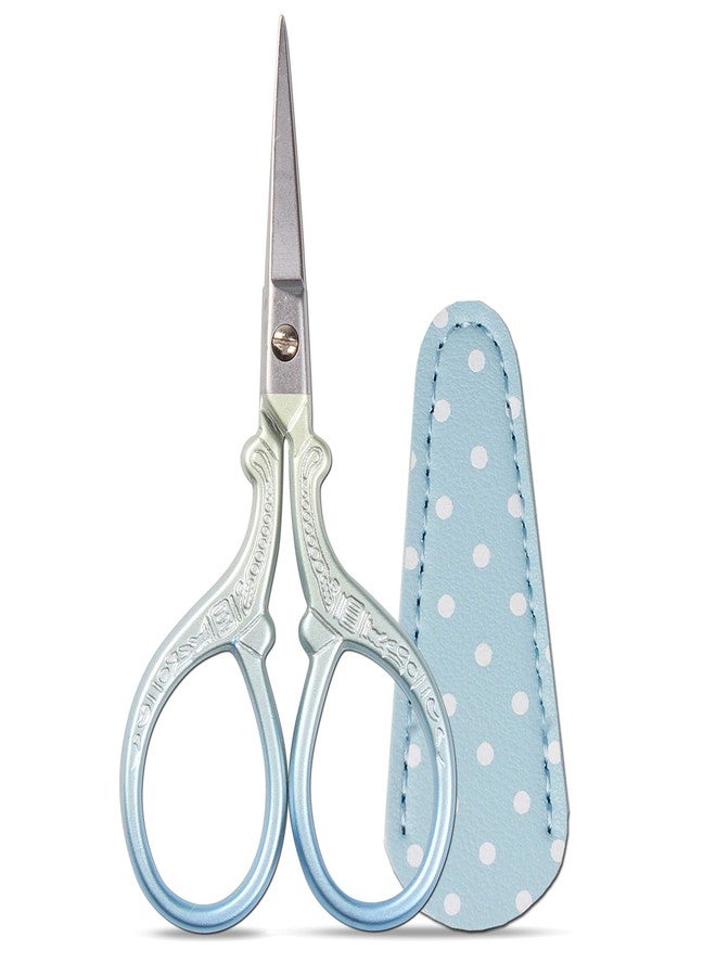 Hisuper Embroidery Scissors Set with Leather Sheaths for Sewing Crafting, Art Work, Threading, Needlework DIY Tools Dressmaker Small 3.6 inch Shears Cross Stitch Knitting Scissor - Image 1