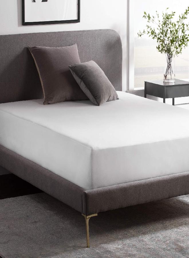 WEEKENDER WEEKENDER Fitted Jersey Mattress Protector with Quiet Waterproof Barrier - Twin XL, White - Image 1