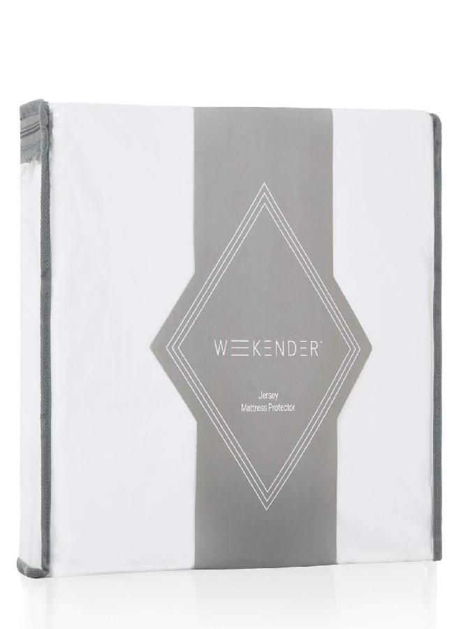 WEEKENDER WEEKENDER Fitted Jersey Mattress Protector with Quiet Waterproof Barrier - Twin XL, White - Image 3