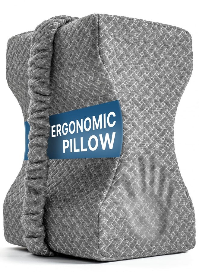UJPFEO Knee Pillow for Side Sleepers,Memory Foam Leg Pillow for Side Sleeping Between Knees,Knee Cushions for Hip,Back,Joints,Sciatica Pain Relief Pillows,Spinal Alignment Support,Gray - Image 1