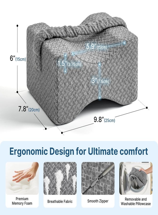 UJPFEO Knee Pillow for Side Sleepers,Memory Foam Leg Pillow for Side Sleeping Between Knees,Knee Cushions for Hip,Back,Joints,Sciatica Pain Relief Pillows,Spinal Alignment Support,Gray - Image 3