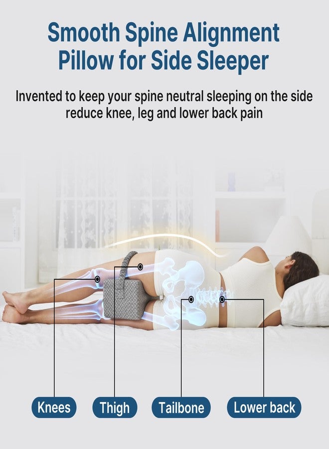 UJPFEO Knee Pillow for Side Sleepers,Memory Foam Leg Pillow for Side Sleeping Between Knees,Knee Cushions for Hip,Back,Joints,Sciatica Pain Relief Pillows,Spinal Alignment Support,Gray - Image 5