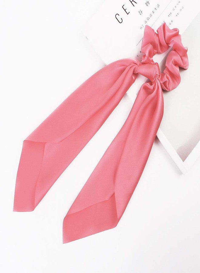 DINPREY رباطات شعر من الساتان الحريري، وشاح شعر بنمط زهور، أربطة شعر مطبوعة بخطوط لحامل ذيل الحصان (6 قطع بخطوط وألوان صلبة من الساتان) - Image 2