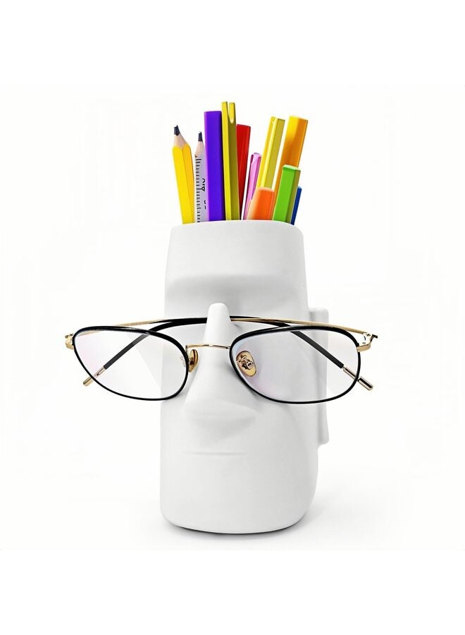 Multifunctional Handmade Eyeglass Holder and Pen Holder Desk Organizer for Office, Home Decor,Creative vase, Makeup Brush Storage (White) - Image 1