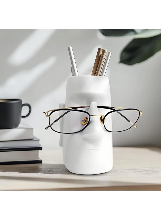 Multifunctional Handmade Eyeglass Holder and Pen Holder Desk Organizer for Office, Home Decor,Creative vase, Makeup Brush Storage (White) - Image 2