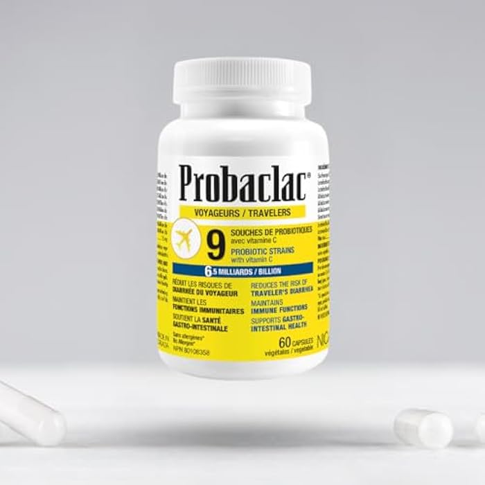 Probaclac Natural Travelers Probiotics, Reducing Risk of Diarrhea, Contains Vitamin C, Immune Support, Gluten Free, Travel Size, Vacation, Cruise and Airplane Travel Essentials, Vegan, 60 Capsules - Image 5