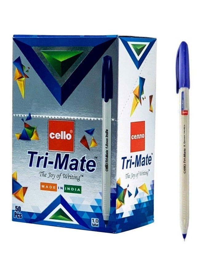 Cello Tri-Mate Ballpoint Pen Set – 50 Blue Pens - Image 1