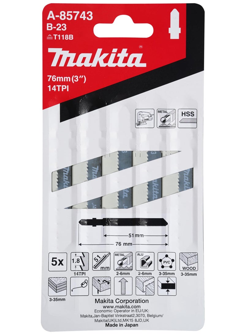 ماك شفرات منشار أركتة ماكيتا A85737 B22 5 قطع على بطاقة