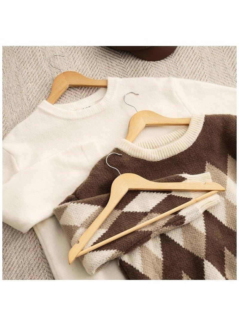 5PCS Wooden Clothes Hangers For Coats, Shirts, Jackets, Pants, Suits- Biege - Image 4