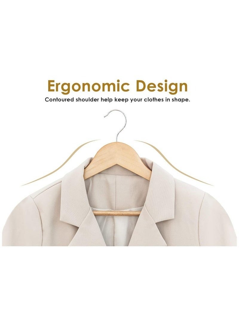 5PCS Wooden Clothes Hangers For Coats, Shirts, Jackets, Pants, Suits- Biege - Image 3
