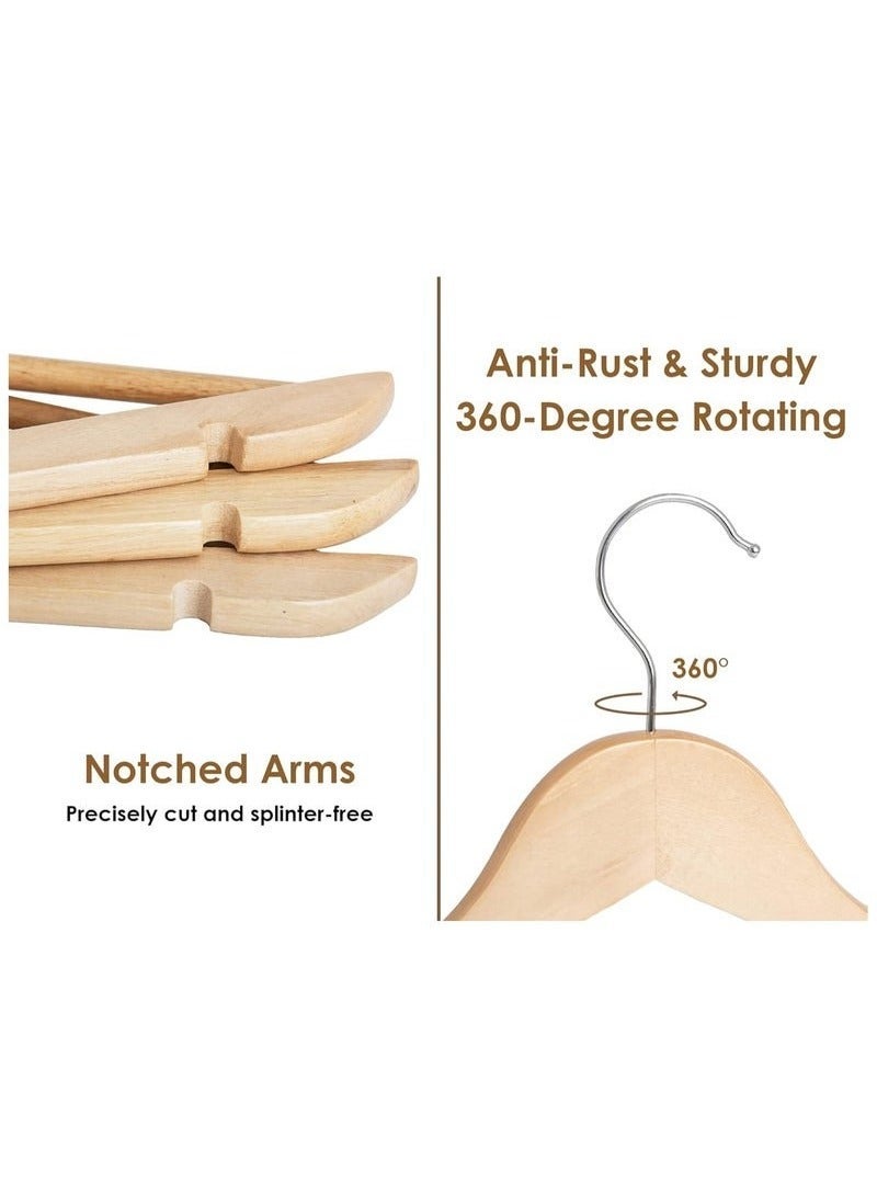 5PCS Wooden Clothes Hangers For Coats, Shirts, Jackets, Pants, Suits- Biege - Image 5