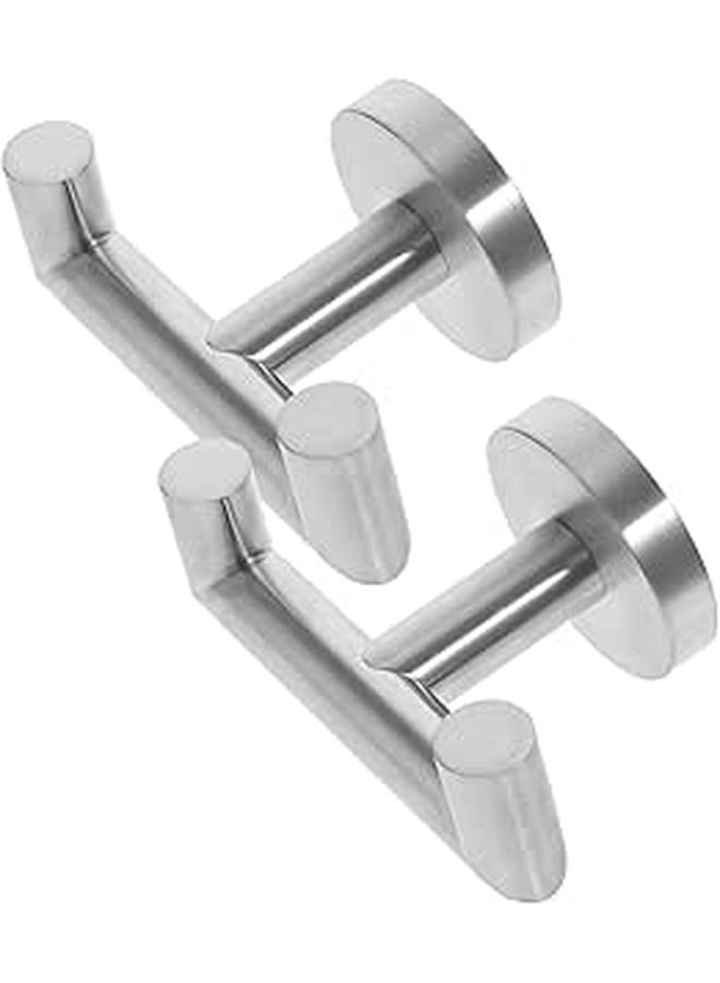 Stainless Steel Double Prong Towel Hooks 2pcs Wall Mounted for Bathroom Kitchen - Image 1