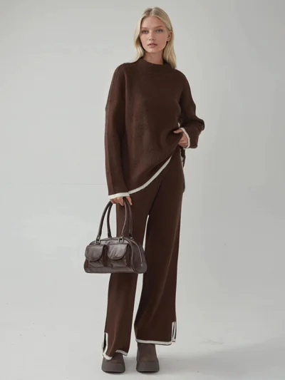 MY FASHION MY FASHION Soft Textured Oversized Sweater & Pants Knit Co-ord Set