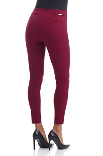 Rekucci Women's Ease into Comfort Slim Ankle Pant with Snaps (16 Short, Burgundy) - Image 3