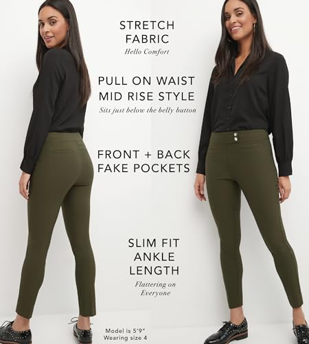 Rekucci Women's Ease into Comfort Slim Ankle Pant with Snaps (16 Short, Burgundy) - Image 4