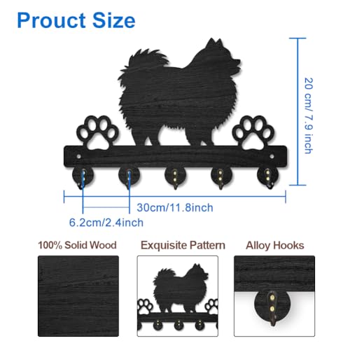 MAYJOYDIY Pomeranian Key Holder for Wall Animal Dog Paws Key Hooks 11879inch Dog Leash Holder Hanger with 5 Alloy Hooks for Entryway Front Door Kitchen Office Decoration - Image 3