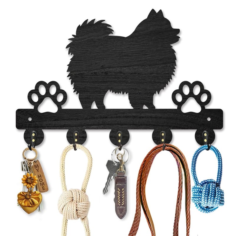 MAYJOYDIY Pomeranian Key Holder for Wall Animal Dog Paws Key Hooks 11879inch Dog Leash Holder Hanger with 5 Alloy Hooks for Entryway Front Door Kitchen Office Decoration - Image 2
