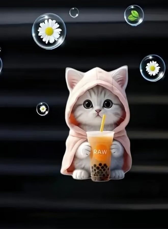 4 PcsCute Cat Car Air Vent Decoration Clamped Scent Holders - Freshen the Air with Pressed Scents - Car Interior Accessories for Driving Fun - Image 5