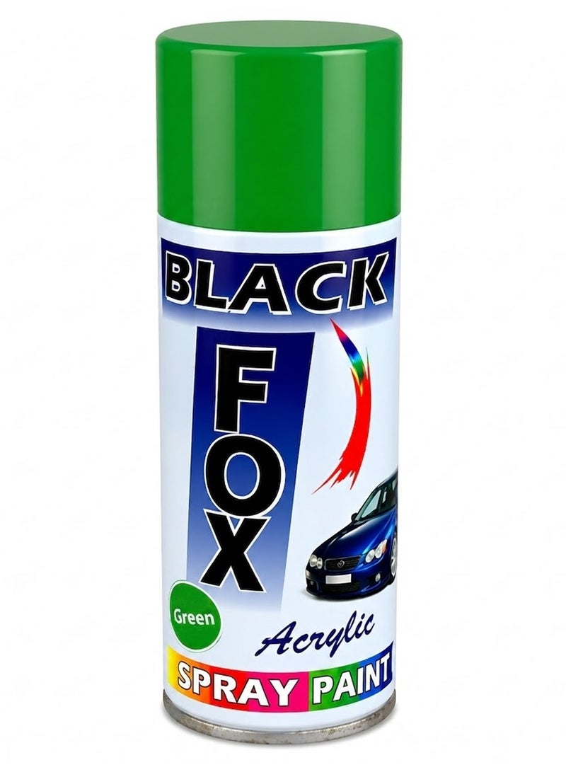 بلاك فوكس طلاء بخاخ أكريليك أخضر من BLACK FOX (سعة 400 مل) - طبقة لامعة متعددة الأسطح (للمعدن، الخشب، الزجاج، القماش، الأثاث، والجدران) - مثالي للأعمال اليدوية، إصلاحات السيارات، واللمسات التجميلية - سريع الجفاف، تغطية ناعمة، وحماية للأسطح الداخلية والخارجية. - Image 1