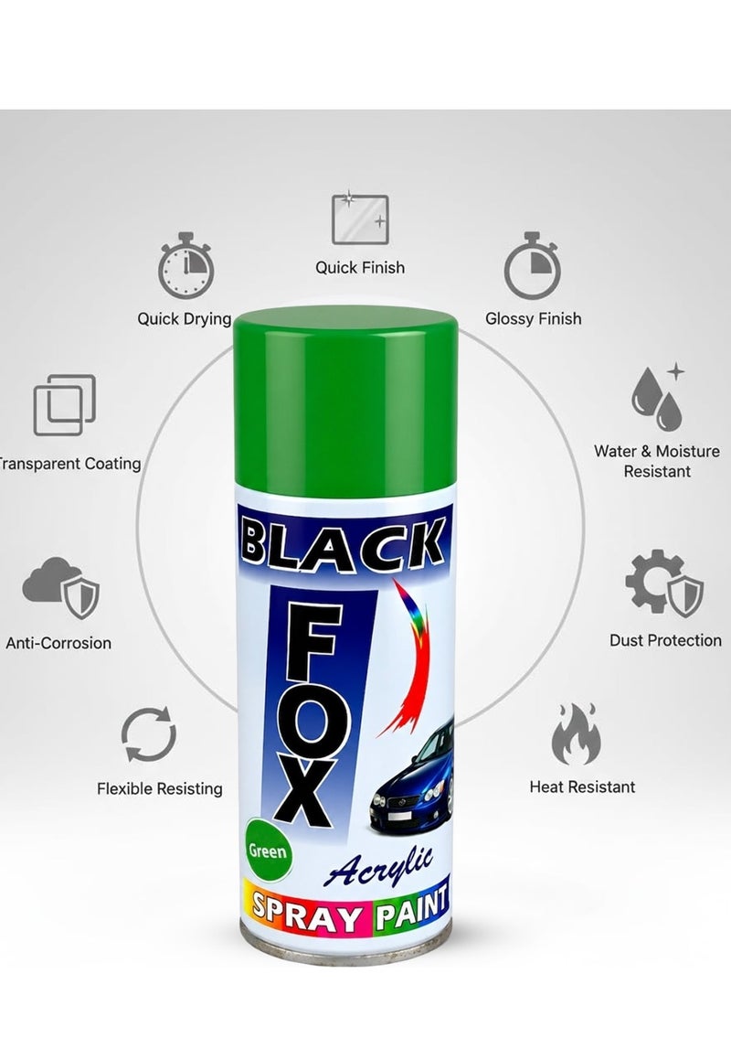 بلاك فوكس طلاء بخاخ أكريليك أخضر من BLACK FOX (سعة 400 مل) - طبقة لامعة متعددة الأسطح (للمعدن، الخشب، الزجاج، القماش، الأثاث، والجدران) - مثالي للأعمال اليدوية، إصلاحات السيارات، واللمسات التجميلية - سريع الجفاف، تغطية ناعمة، وحماية للأسطح الداخلية والخارجية. - Image 4