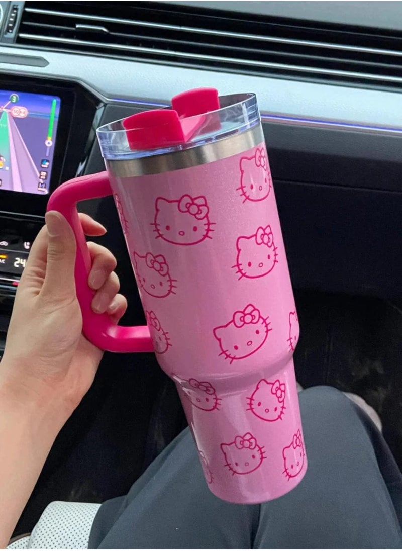 Stanley - Hello Kitty Stanley Tumbler 40 Oz Quencher H2.0 FlowState Pink - Image 1