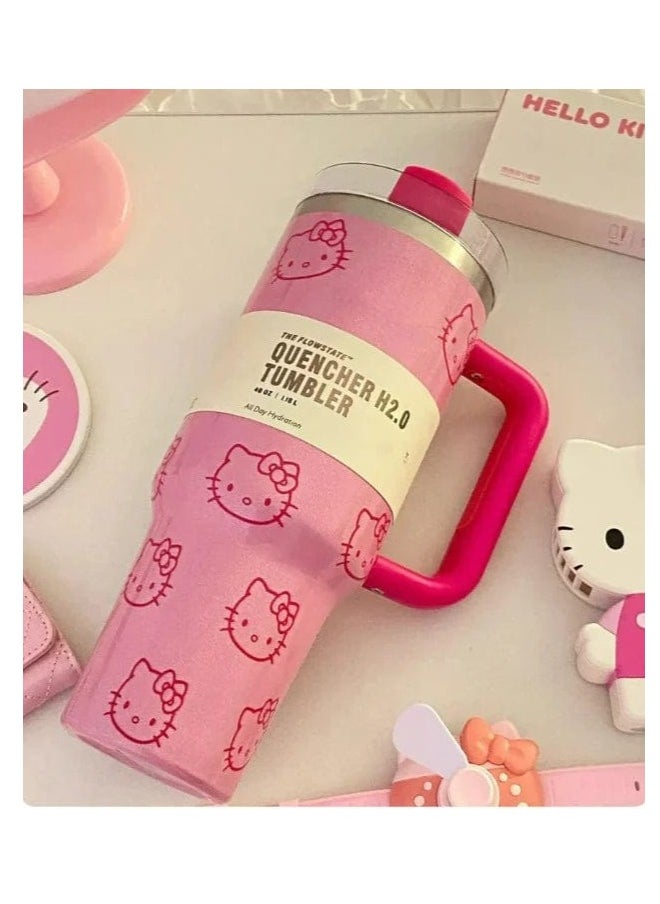 Stanley - Hello Kitty Stanley Tumbler 40 Oz Quencher H2.0 FlowState Pink - Image 1