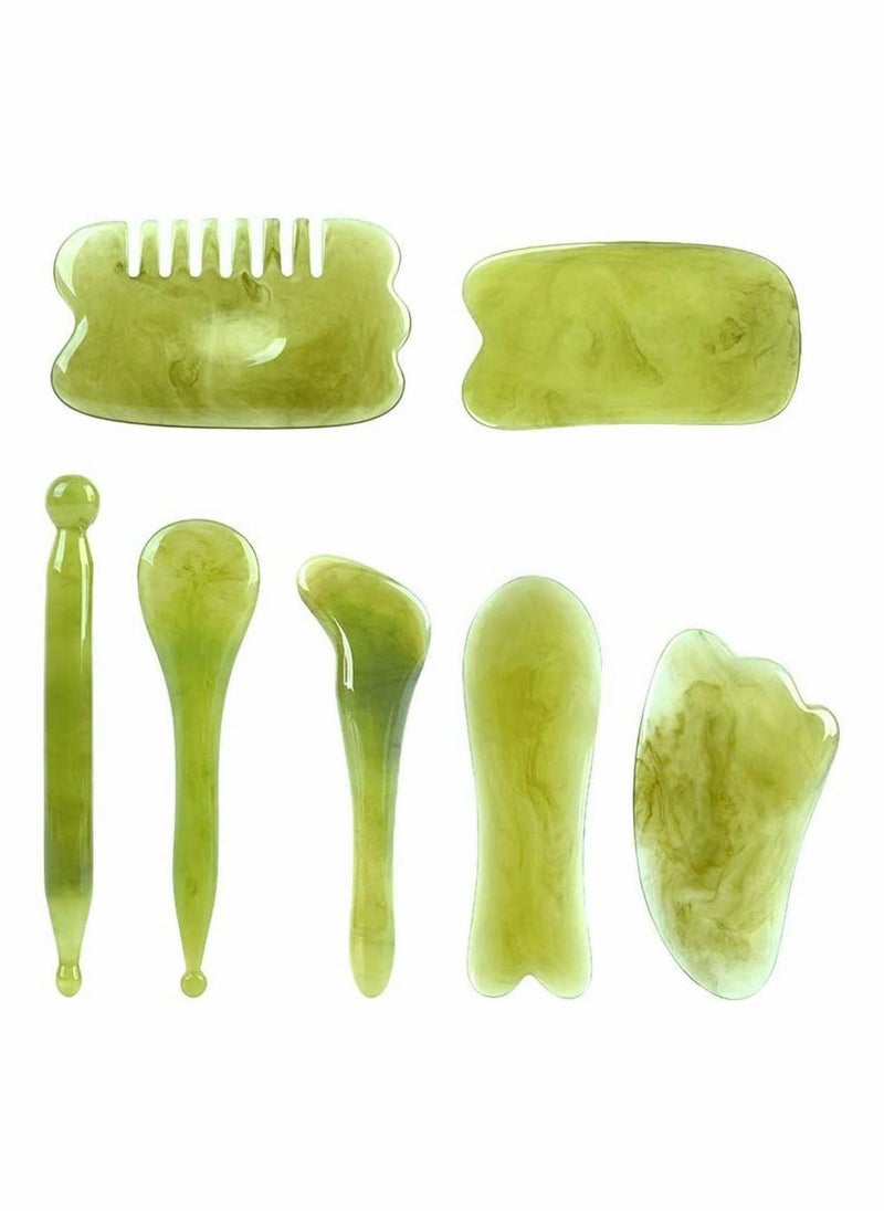 Excefore Gua Sha Scraping Massage Tool,  7 in 1 Chinese Gua Sha Kit for Facial Neck Arms Body Legs Back  - Image 1