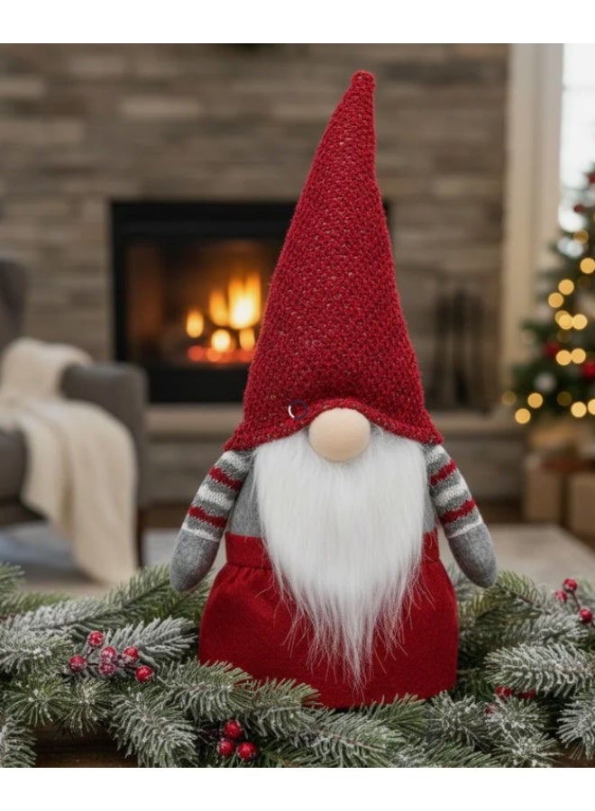 AKDC 60cm Christmas Gnome Figurine | Sweater Design with Soft Wool Beard in Red Color Décor - Image 2