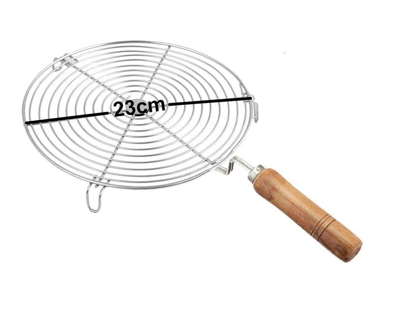 Qebham Roaster Barbecue Net Jali Griller Chapati Toast Grill with Wooden Handle Steaming Cooking and Baking Barbeque Jali for Roti, Paneer (Jalebi) - Image 4