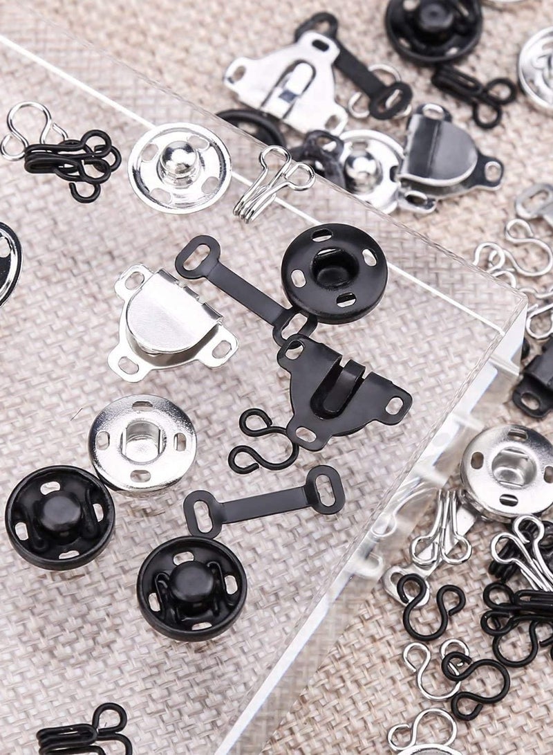 3 Styles Skirt Hooks and Eyes Sewing Hook, Sewing Snaps Clothing Tools with Metal Snaps Buttons Fasteners Press Studs for Trousers Skirt Dress Bra Sewing DIY Crafting, 2 Colors (50 Pair)  - Image 2