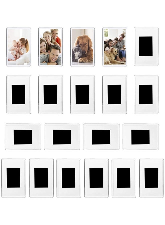 QWORK 20Pcs Small Magnetic Photo Frame for 2.75" x 1.75" Photos, Blank Acrylic Photo Frame for Refrigerator and Family Gifts - Image 1