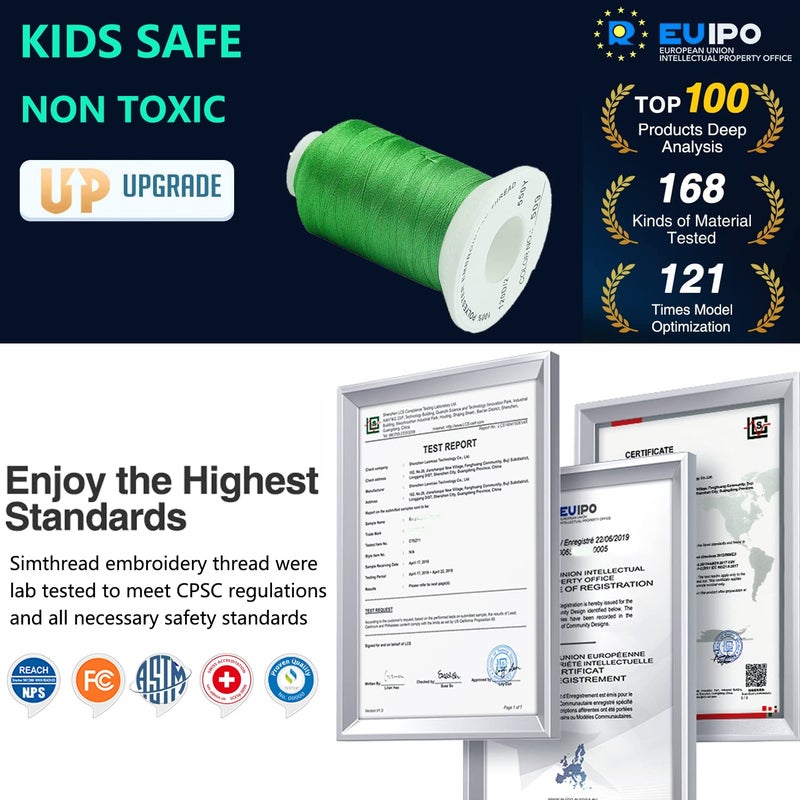 Simthread Glow-in-The-Dark Embroidery Machine Thread, 6 Colors, 1000 Yards, 30WT, 100% Polyester with Long-Lasting Glow - Perfect for Music Festivals, Parties, Raves & More - Image 3