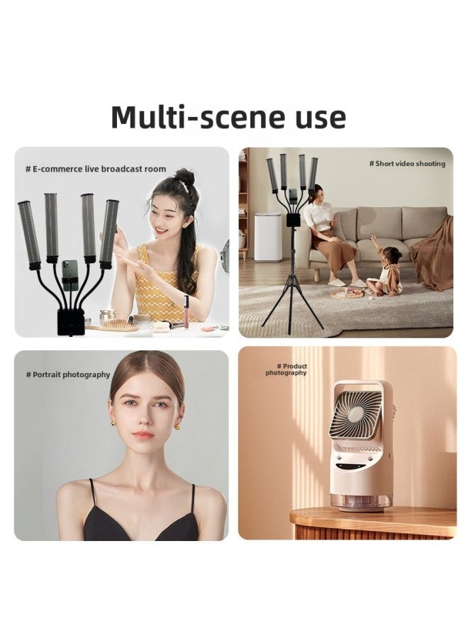 Generic Foldable Four-arm Lamp Net Red Live LED Beauty Mobile Phone Photo Fill Light Anchor Four-tube Camera Light-Light Source Color:Four Wall Lights (low Power Version Small Lamp)  - Image 4