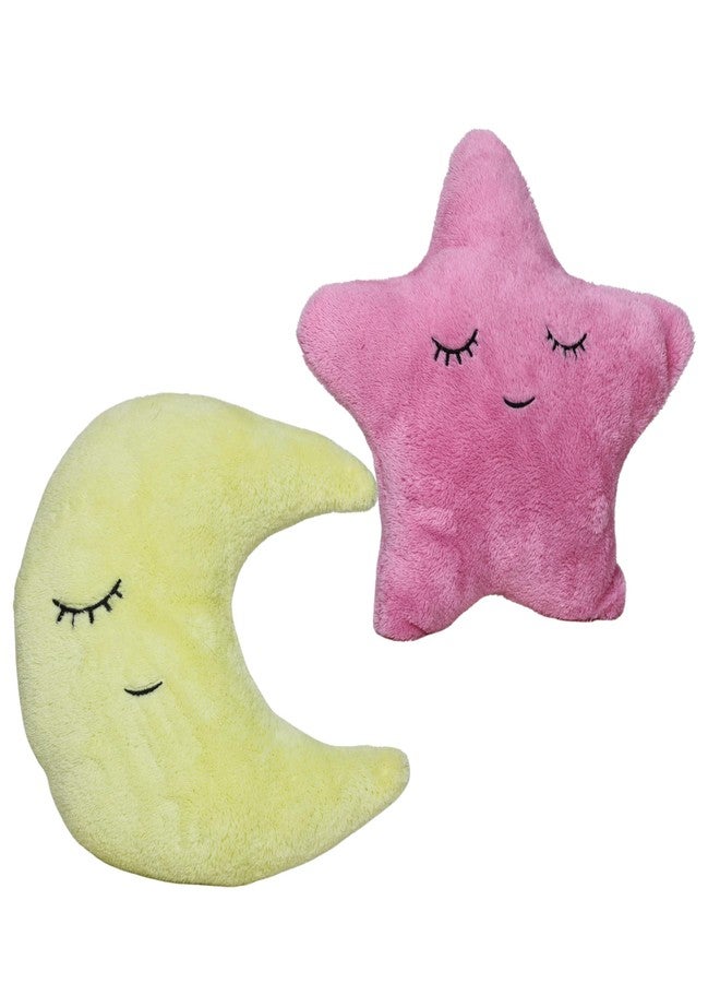 Humpy Hare Soft Plush Moon & Star Pillow Toy Set Combo of 2 | Cot Cushion & Playtime Soft Toy for Kids, Children, and Babies | Stuffed Plush Pillow | (Yellow & Pink) - Image 3