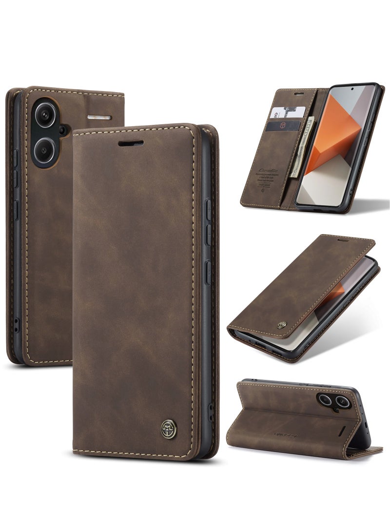 CaseMe For Xiaomi Redmi Note 13 Pro Plus Cover, Soft PU Leather Shockproof Mobile Phone Wallet Case, Full Body Protective Flip Cover Magnetic Adsorption Back Cover - Image 1