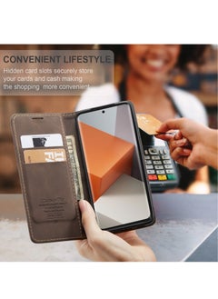 CaseMe For Xiaomi Redmi Note 13 Pro Plus Cover, Soft PU Leather Shockproof Mobile Phone Wallet Case, Full Body Protective Flip Cover Magnetic Adsorption Back Cover  - Image 5