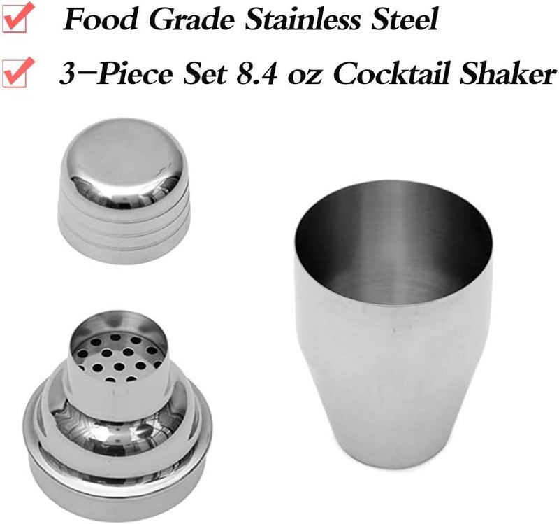 Delidge Small Cocktail Shaker 8oz Martini Shaker Bar Drink Shaker Mixer Shakers Bartending, 250ml Mini Cocktail Shakers Margarita Alcohol Liquor Barware Tools - Image 3