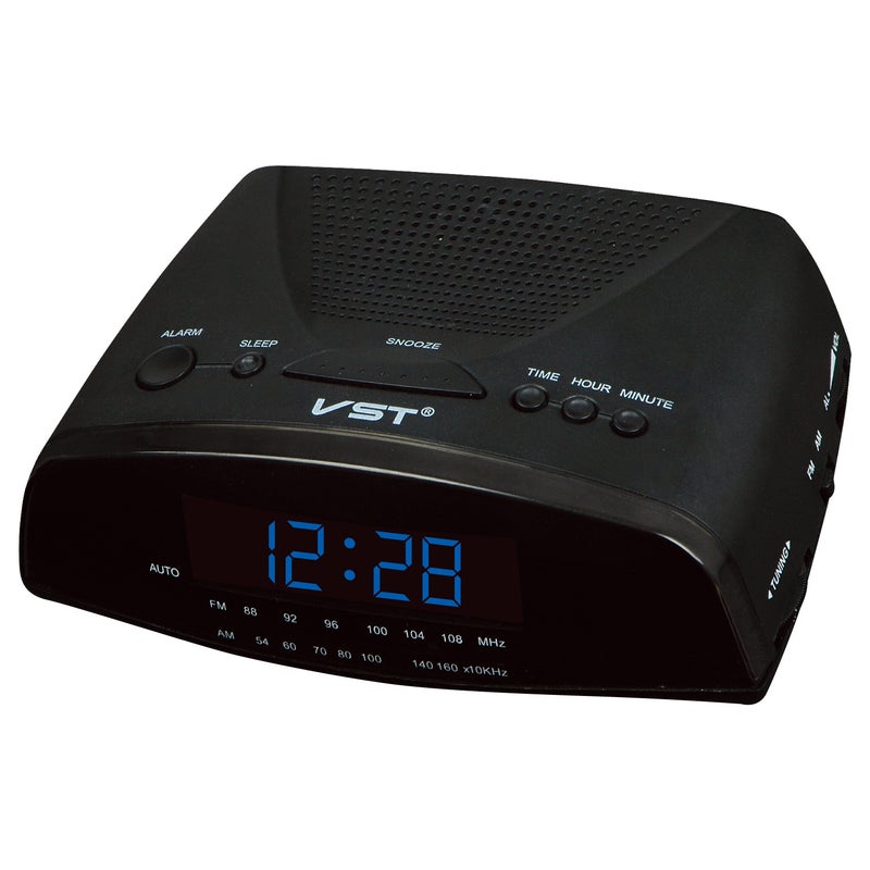 Dual-channel radio digital clock plug-in led clock multi-function desk clock Blue 