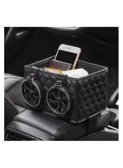 SYOSI Car Armrest Storage Box, Fixed Car Storage Box, Car Armrest Storage Box with 2 Cup Holders, Armrest Storage Box for Your Car, Multifunctional Car Console Side Organizer7*4.5 * 4.5inch  - Image 4