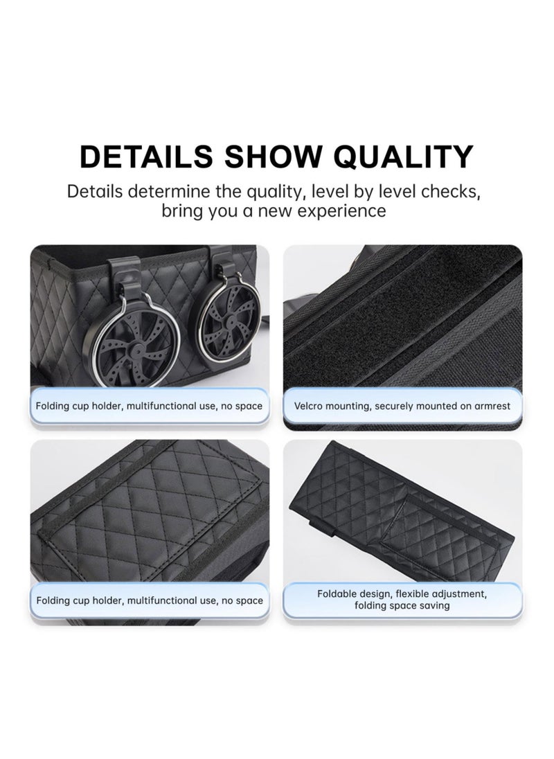SYOSI - Car Armrest Storage Box, Fixed Car Storage Box, Car Armrest Storage Box with 2 Cup Holders, Armrest Storage Box for Your Car, Multifunctional Car Console Side Organizer7*4.5 * 4.5inch - Image 1