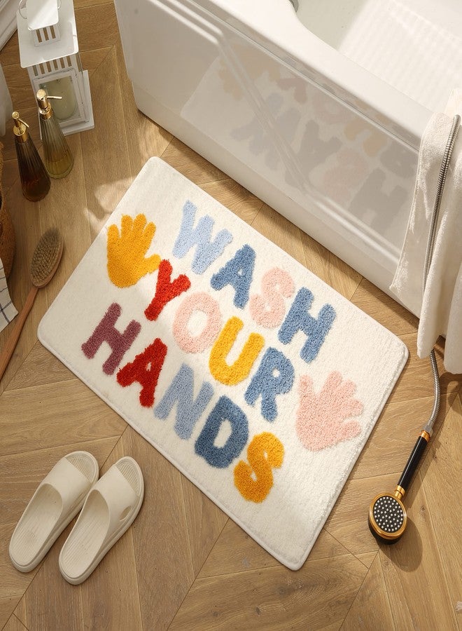 DBJOY 2pcs Bathroom Rugs Sets Funn Small 16"*24" Cute Letter Bath Rugs Modern Microfiber Mats Absorbent Non-Slip - Image 2