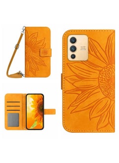 Case Cover For vivo V23 5G Skin Feel Sun Flower Pattern Flip Leather Phone Case with Lanyard Yellow